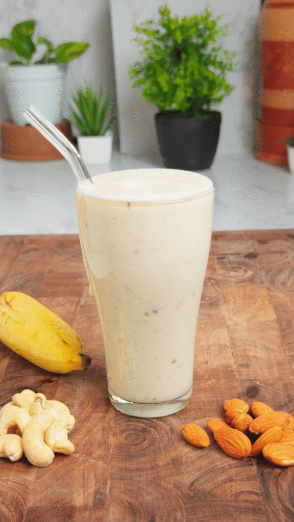 Silky Banana Milkshake Recipe | Creamy Nutty Shake with Almonds & Cashews